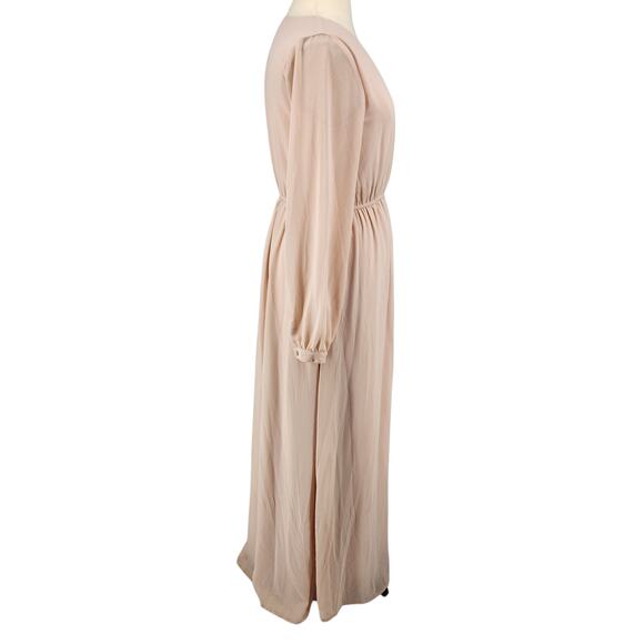 Lulus Wondrous Water Lilies Maxi Dress – Blush Pink Chiffon Romantic Chic XL - Picture 6 of 8
